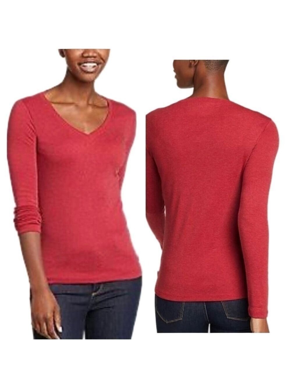 Eddie Bauer Women's Long-Sleeve V-Neck T-Shirt Size PS